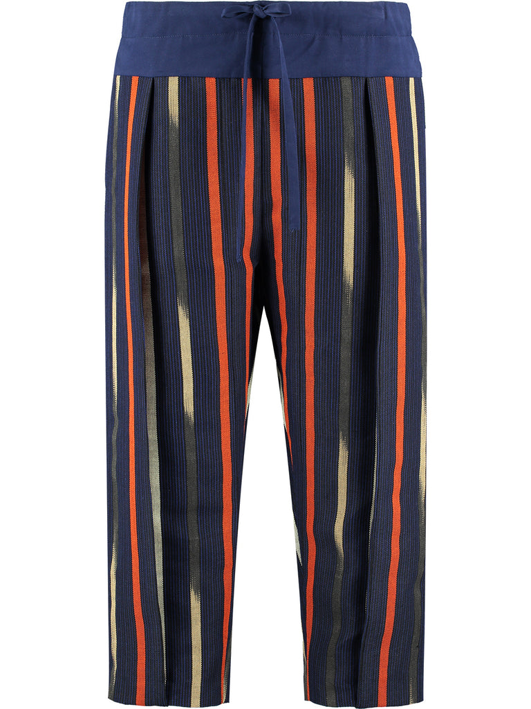 Aso-Oke Denim Cropped Trousers - Multicolour