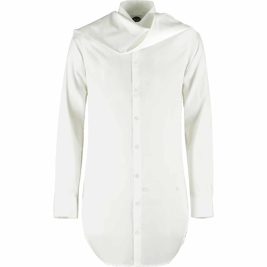 Slim-Fit Scarf Shirt – White