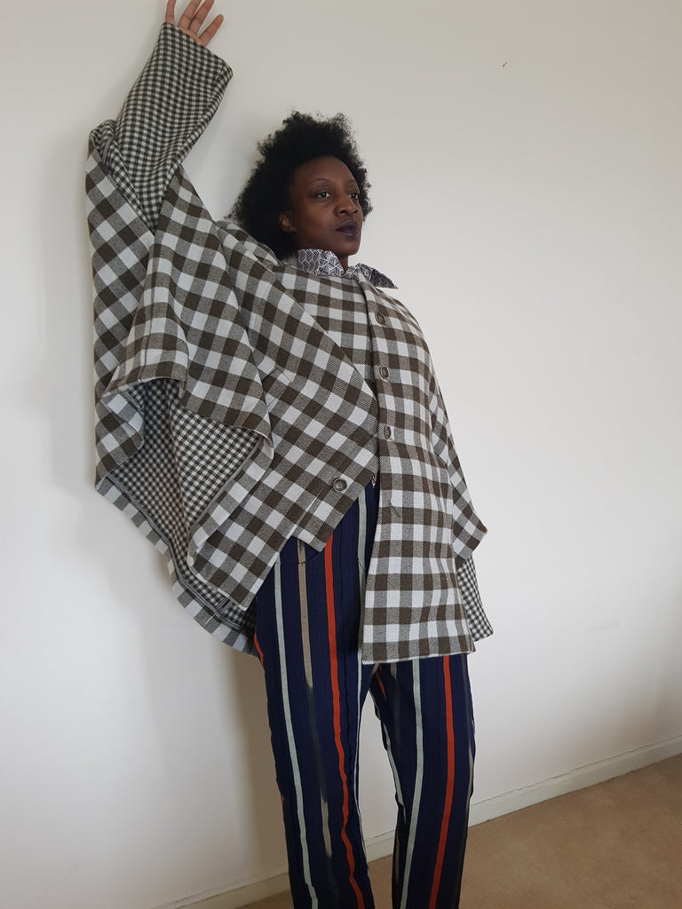 Cashmere Cape - Olive Check