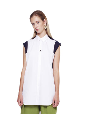 Sleeveless shirt with shoulder detail Navy