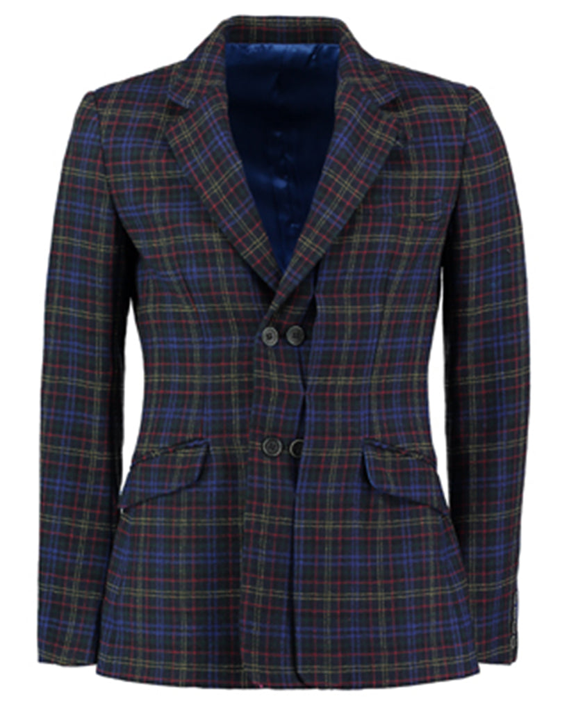 Semi Double-Breasted Wool-Blend Blazer – Check