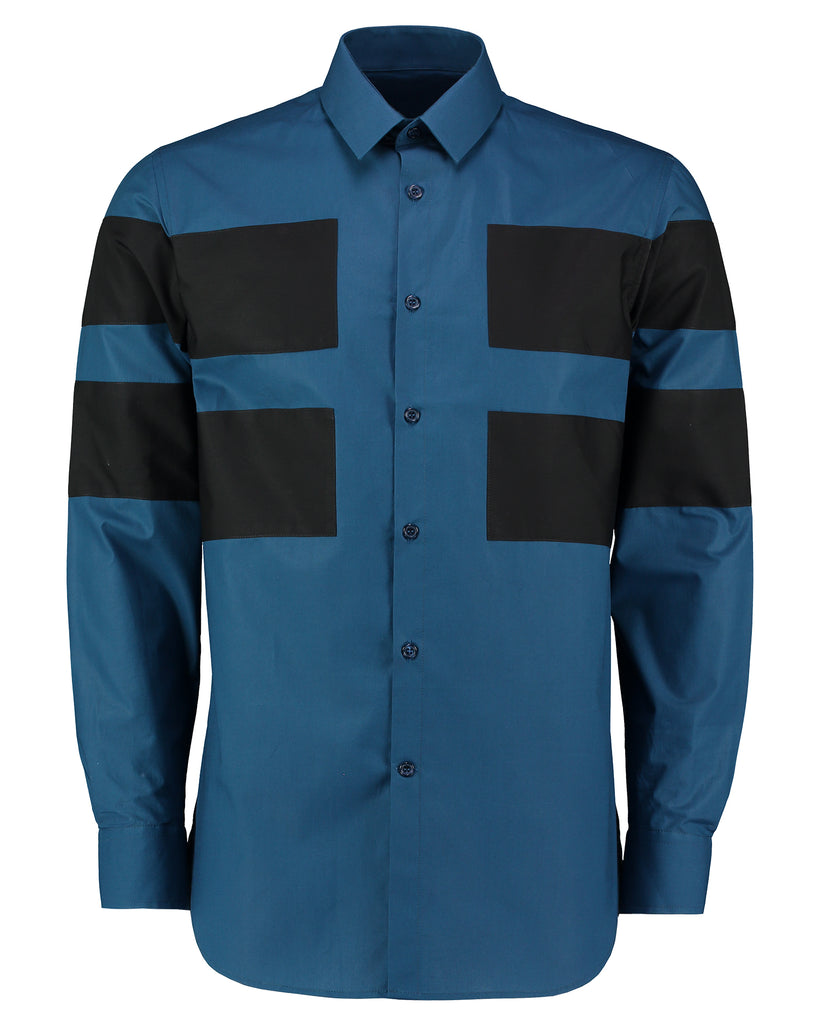 Flue Shirt With Black Panelling Front