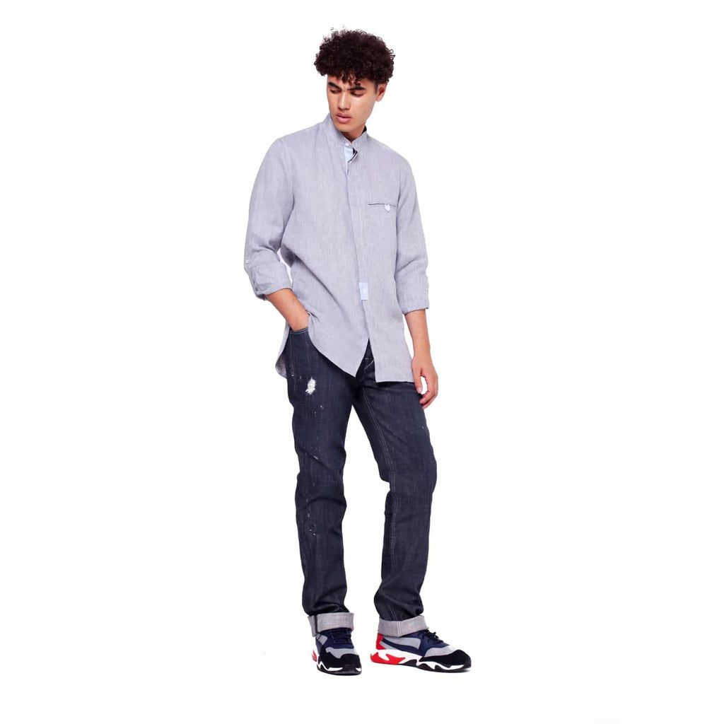 Regular Fit Linen Shirt - Grey