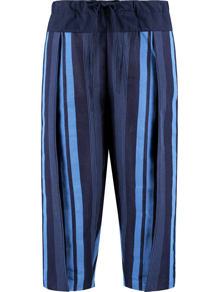 Aso-Oke Cropped Trousers - Blue