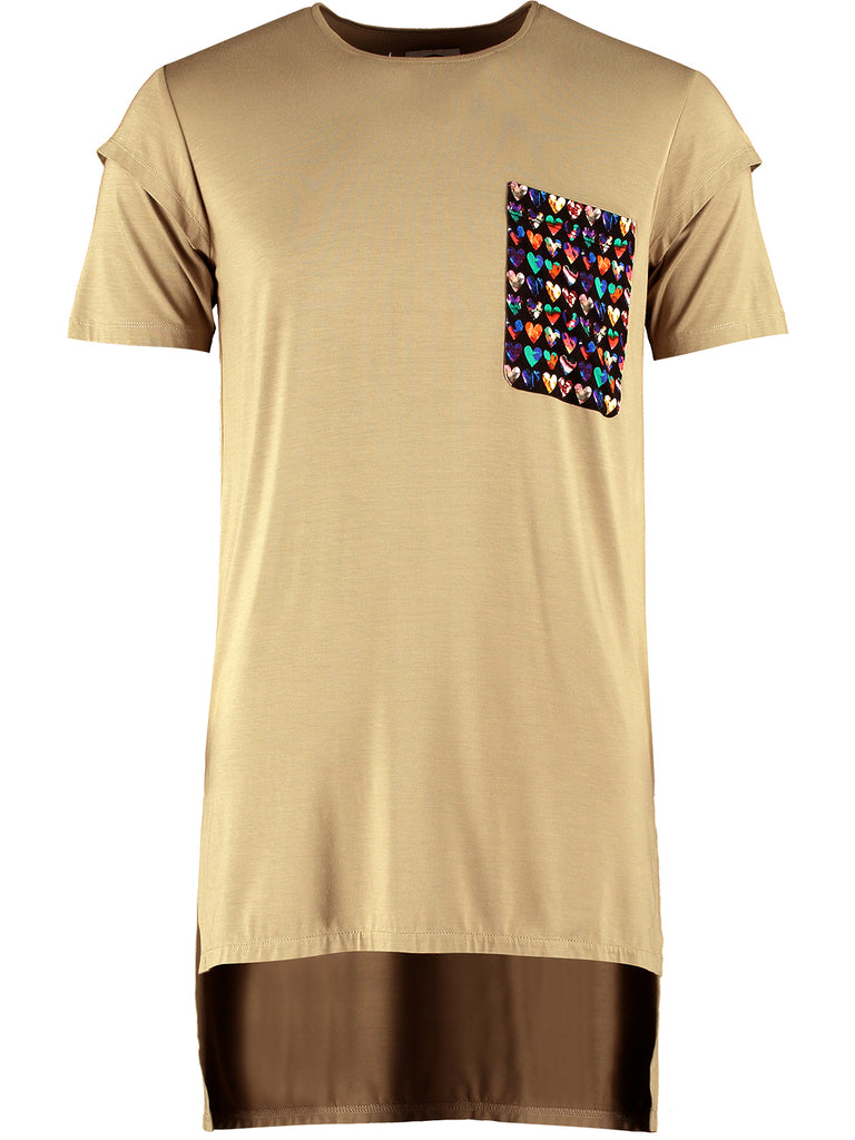 Unisex Long T-shirt- Beige