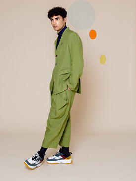 Green Linen Suit Side