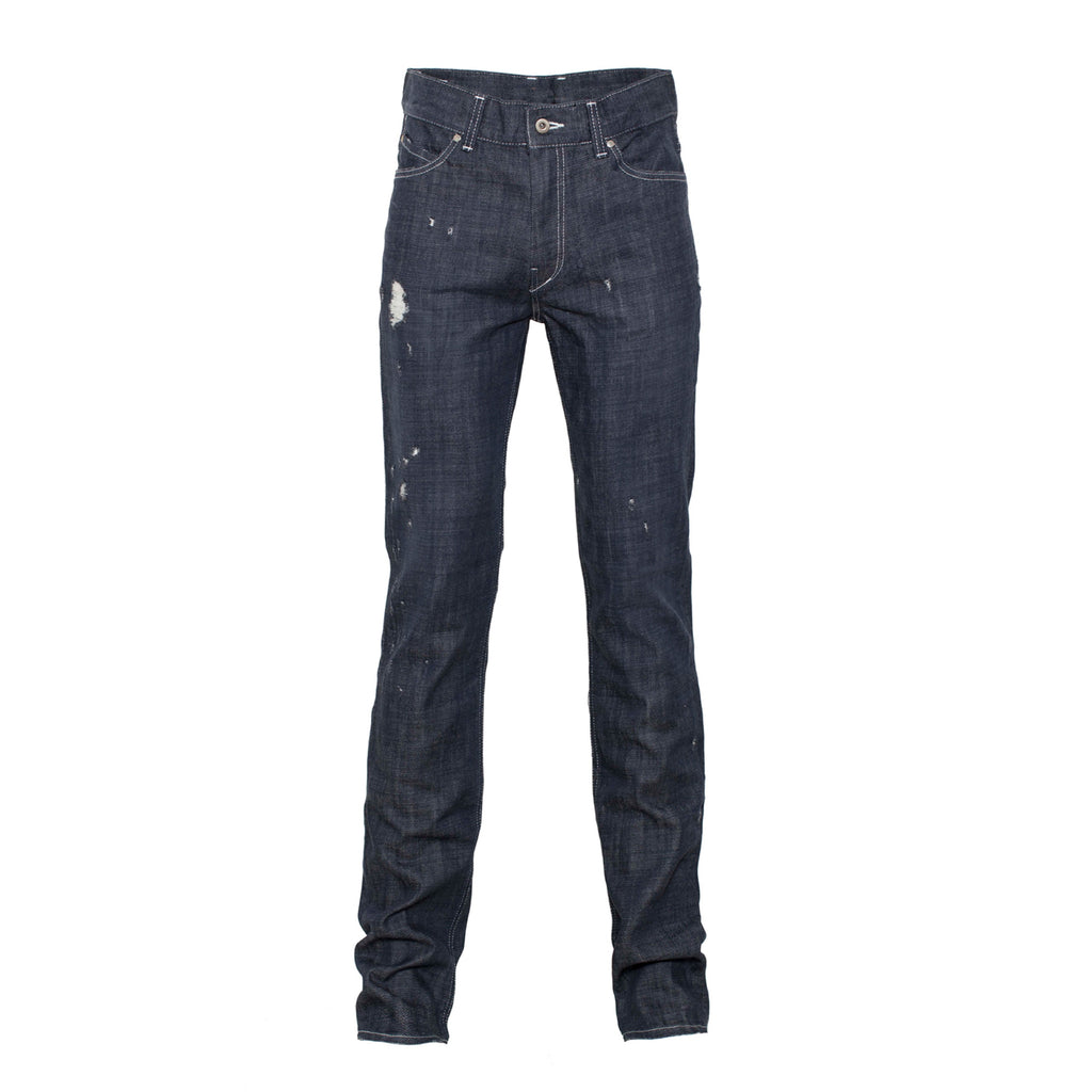 Japanese Denim Straight-Fit Distressed Jeans