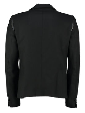 Leather Strip Wool Jacket – Black