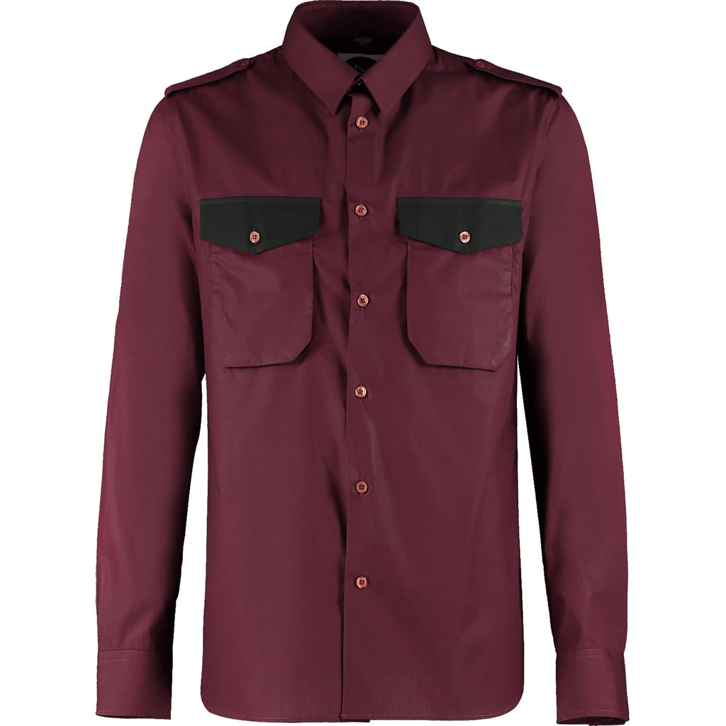 Military Shirt with Contrast Pocket - Red