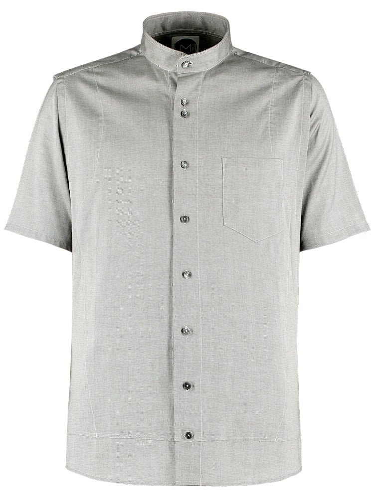 Collarless Picasso Oxford Shirt - Grey