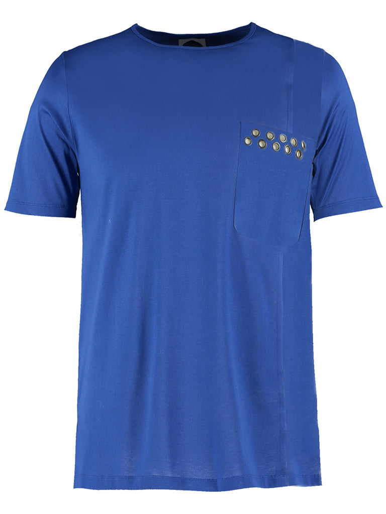 Two-Panel T-Shirt with Eyelets- Blue