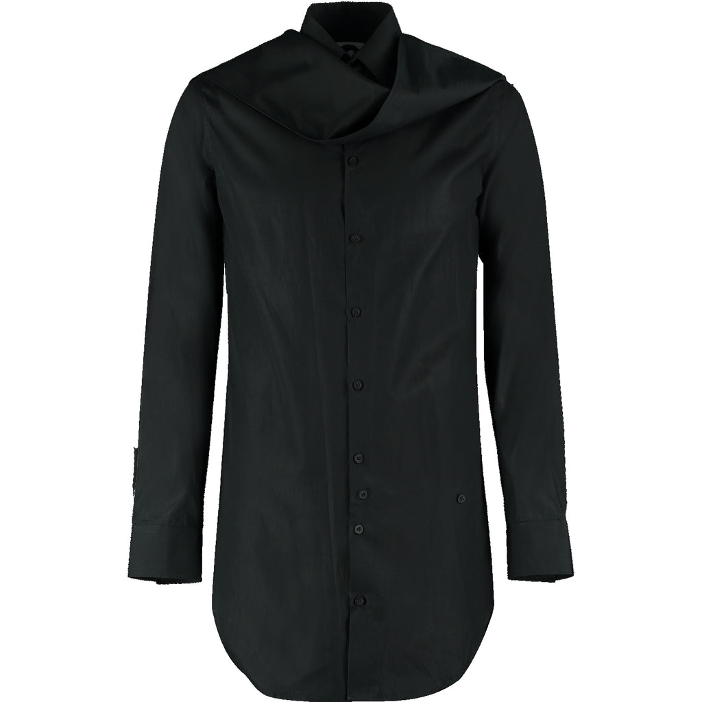 Slim-Fit Scarf Shirt – Black