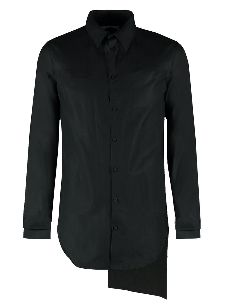 Slim-Fit Shirt with Asymmetric Back Vent - Black