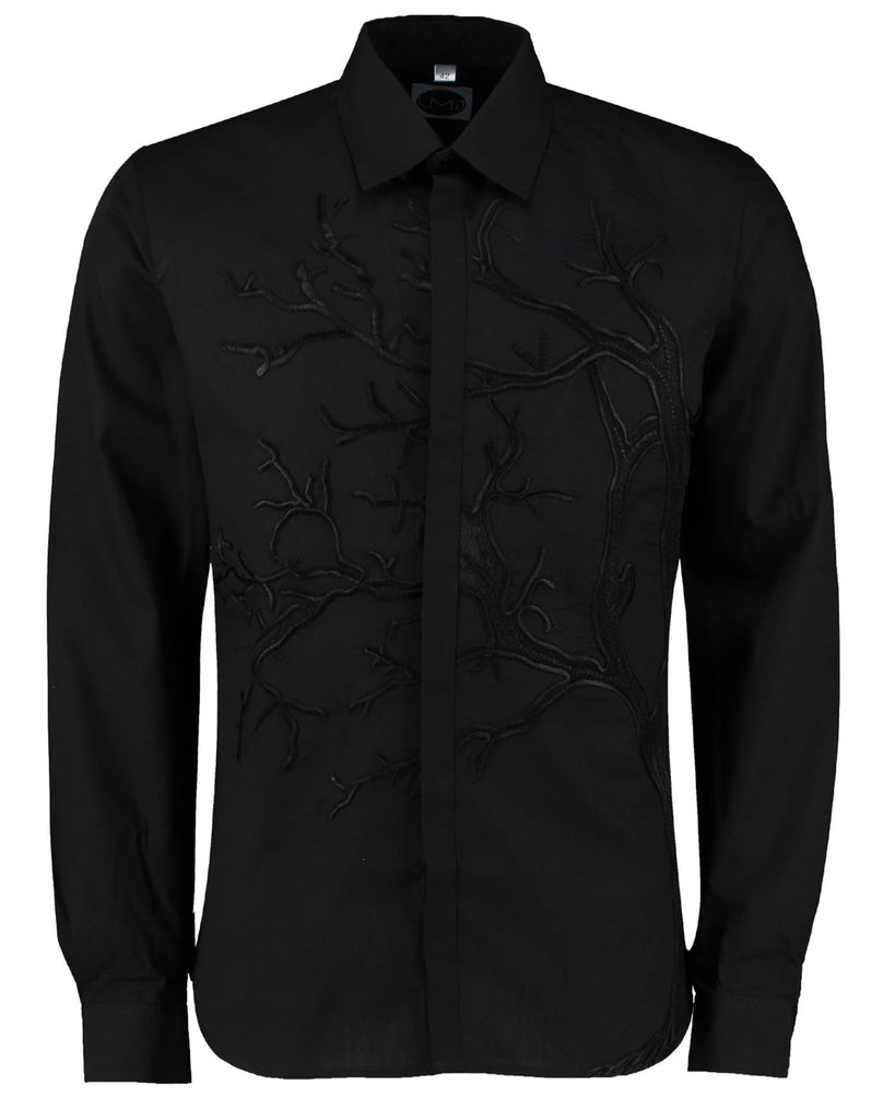 tree embroidery shirt