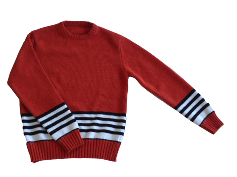 Hand Knitted Wool Jumper - Rust