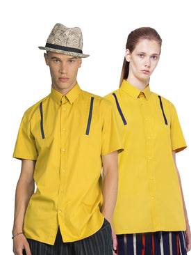 Shirt with Shoulder Strip - Yellow/Navy
