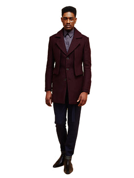 Double Faced Coat - Burgundy front
