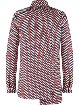 Slim-Fit Print Shirt with Pleated Back - Red
