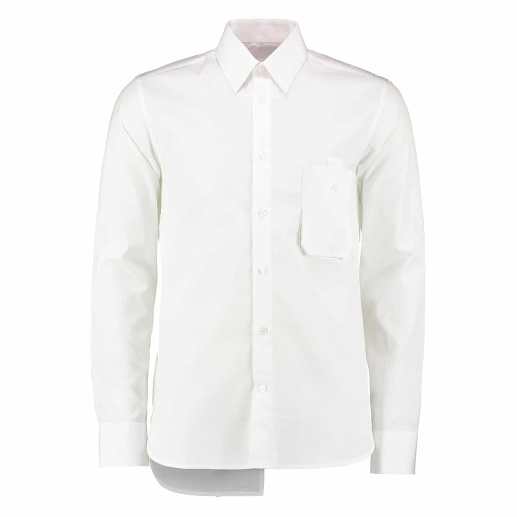 Slim-Fit Shirt with Pleated Back - White