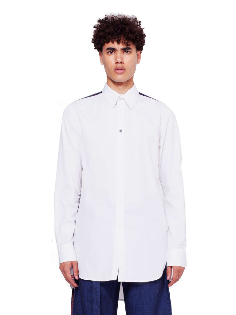 Slim-Fit Shirt with Layered Back - White/Navy
