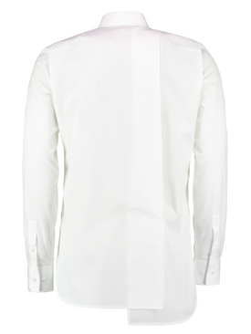 One-Off Slim-Fit Shirt with Pleated Back and Embroidery pocket - White