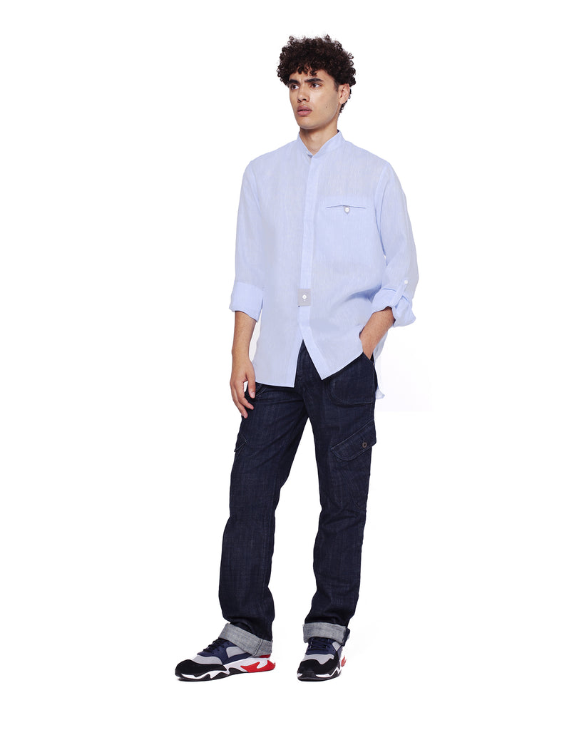 Regular Fit Linen Shirt - Blue