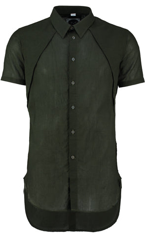 Voile Shirt With Angular Shoulder Detail - Green