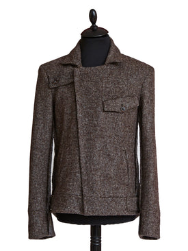 Alpaca Wool Biker Jacket - Brown