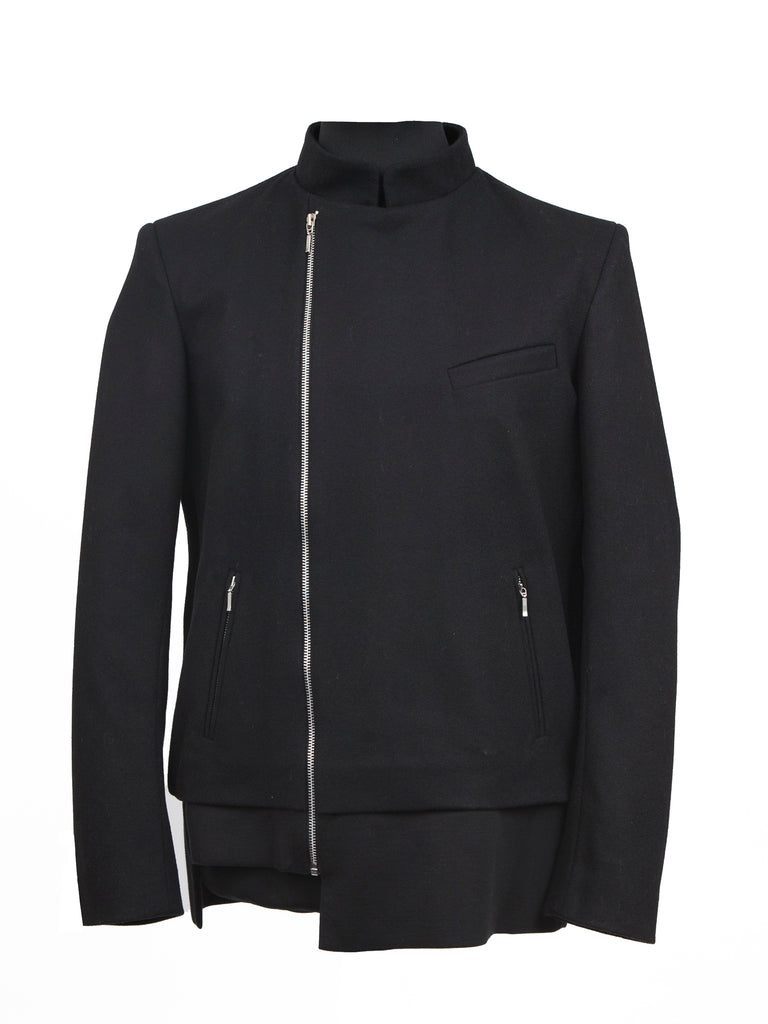 Wool Biker Jacket - Black